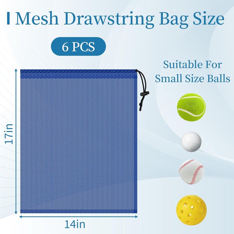 Coidea 6 Pcs Mesh Bags Drawstring, 14x17 Inch with Lock, Multipurpose Storage Bags for Gym, Balls, Beach, Laundry (Blue) - Image 2